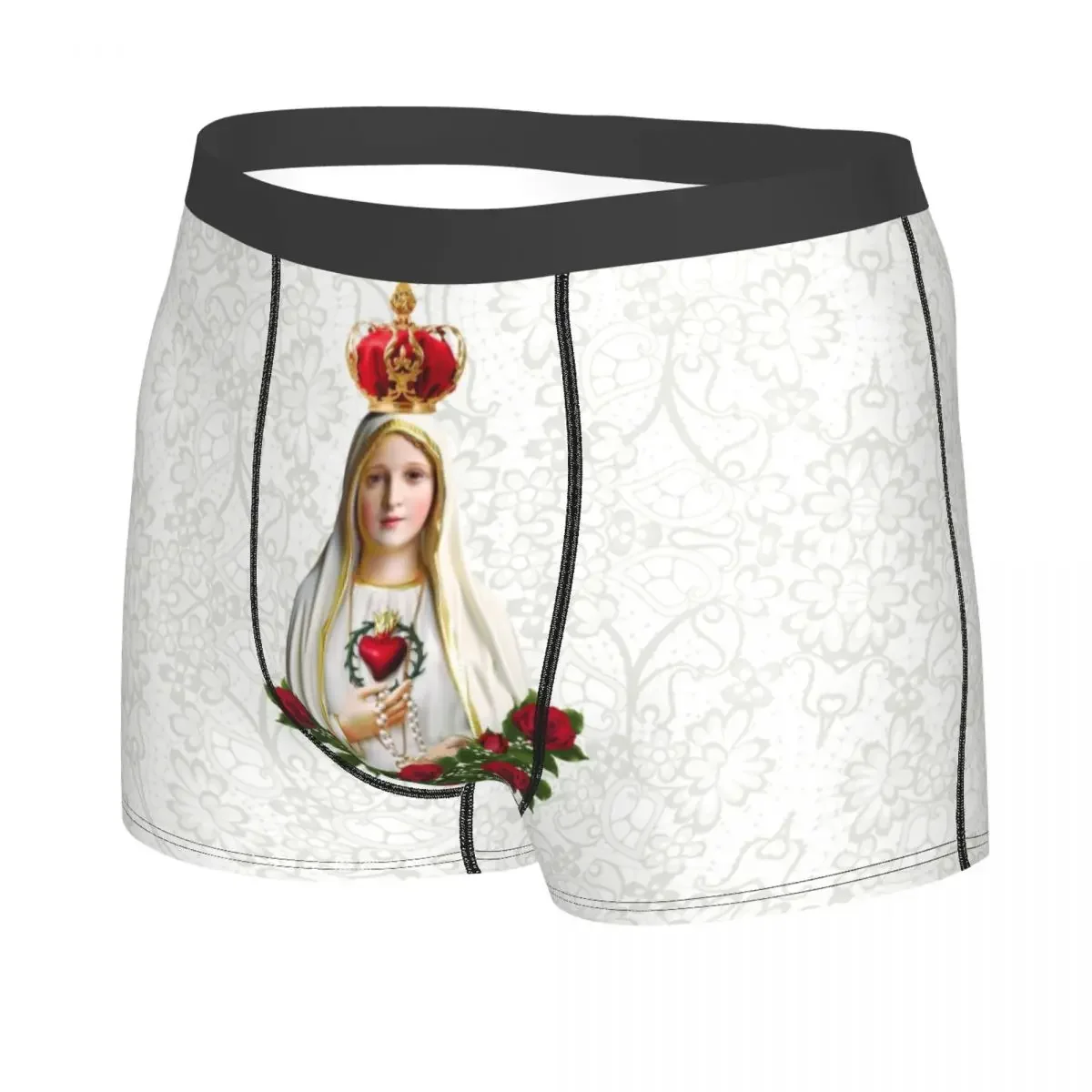 Male Cool Our Lady Of Fatima Virgin Mary Underwear Portugal Rosary Catholic Boxer Briefs Breathable Shorts Panties Underpants