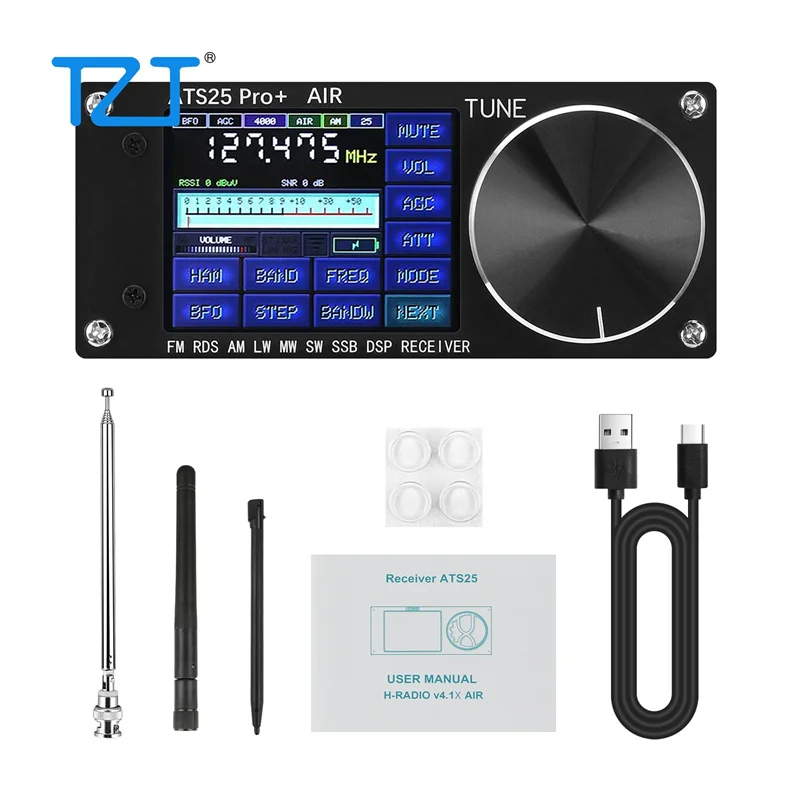 

TZT HAMGEEK ATS25 Pro+ FM SW SSB MW LW AIR SDR Receiver Aviation Band Receiver Supports Bluetooth Wifi