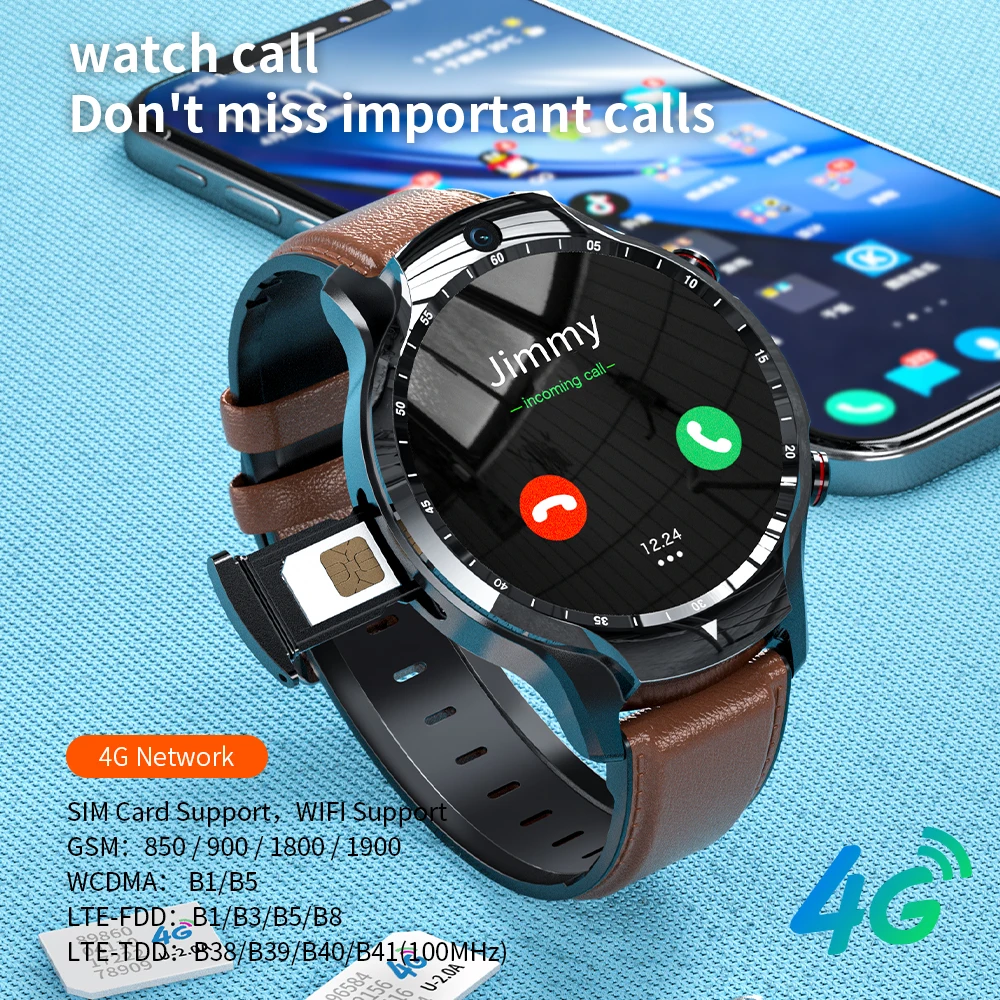 

4G LTE Smart Watch Phone 4GB RAM 128GB ROM Eight Core Dual Cameras Smartwatch Support SIM Card GPS Sports Modes For Android IOS