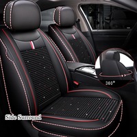 5-seats High-Quality Full-Coverage Leather & Ice Silk 3D Car Seat Covers - Universal Fit, Breathable, Anti-Slip, Easy to Install