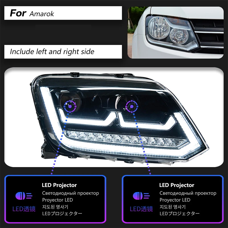 LED 2 Projector Headlight for Amarok Dynamic Turn Signal Lamp DRL Daytime Running Light Upgrade Headlight Assembly