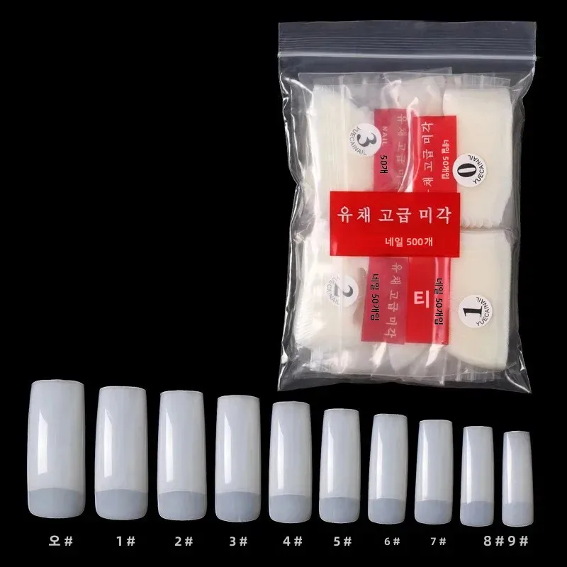 Set of 500 Natural Full Cover False Nails French Half Tips for Nail Art Manicure 10 Sizes - Perfect for Salon Quality Results