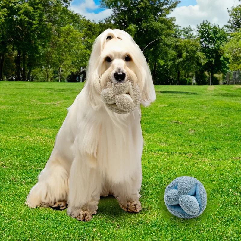 

New Anti Choke Squeaky Plush Dog Toy Tough Chew Proof Ball For Teething Puppies Bite Resistant And Durable Pet Plaything