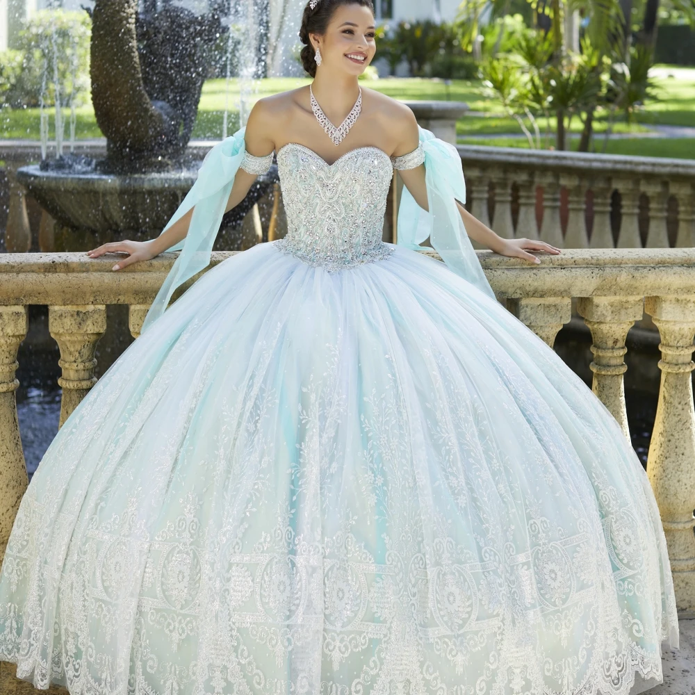 فستان لورينسيا النعناع Quinceanera ، ثوب الكرة الوردي ، يزين الحبيب حمالة ، الكريستال الخرز ، الحلو 16 فستان حفلة ، 2023 ، 2023