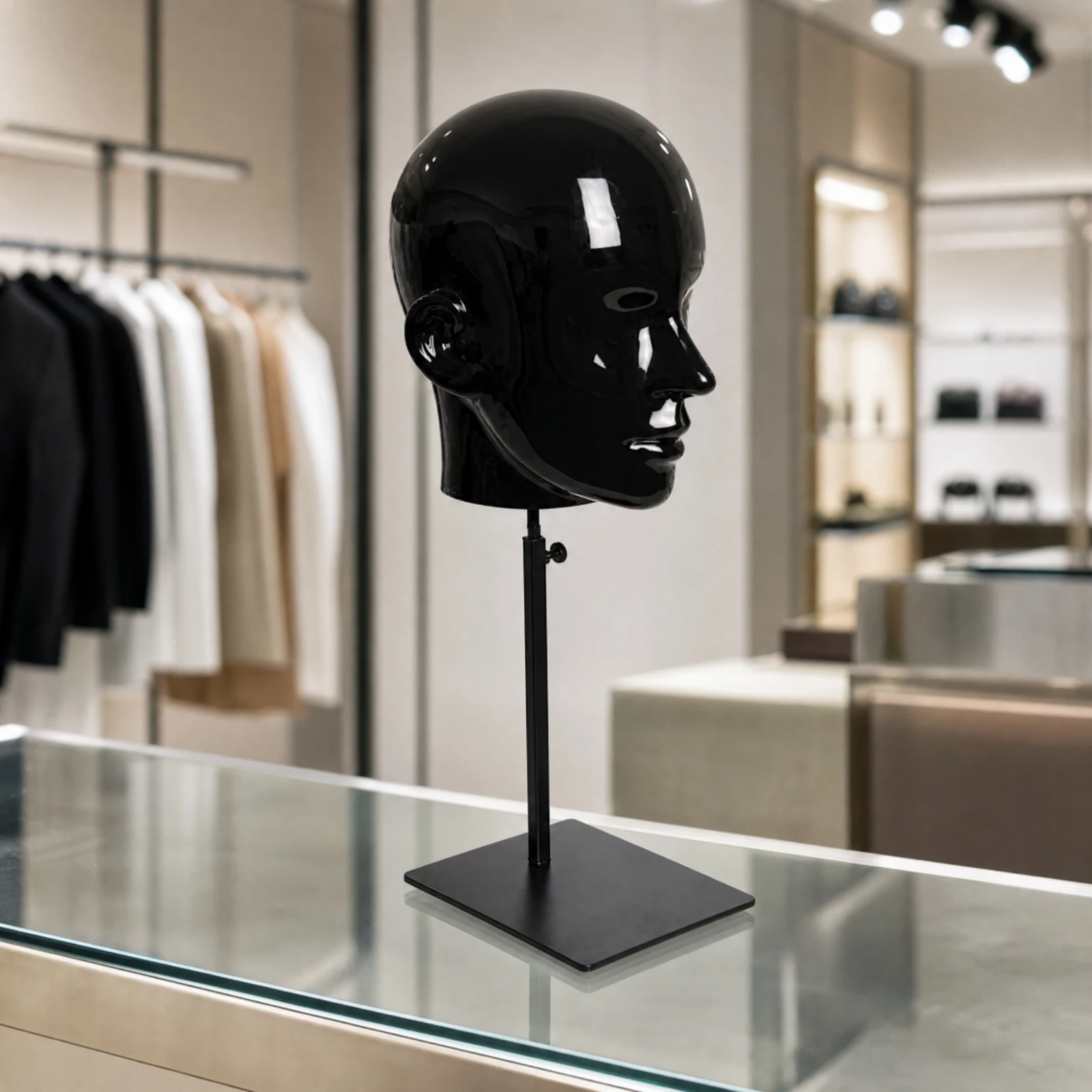PVC Mannequin Head with Adjustable Stand Sturdy Realistic Head Form Display Stand Long-Lasting Versatile for Retail Counters