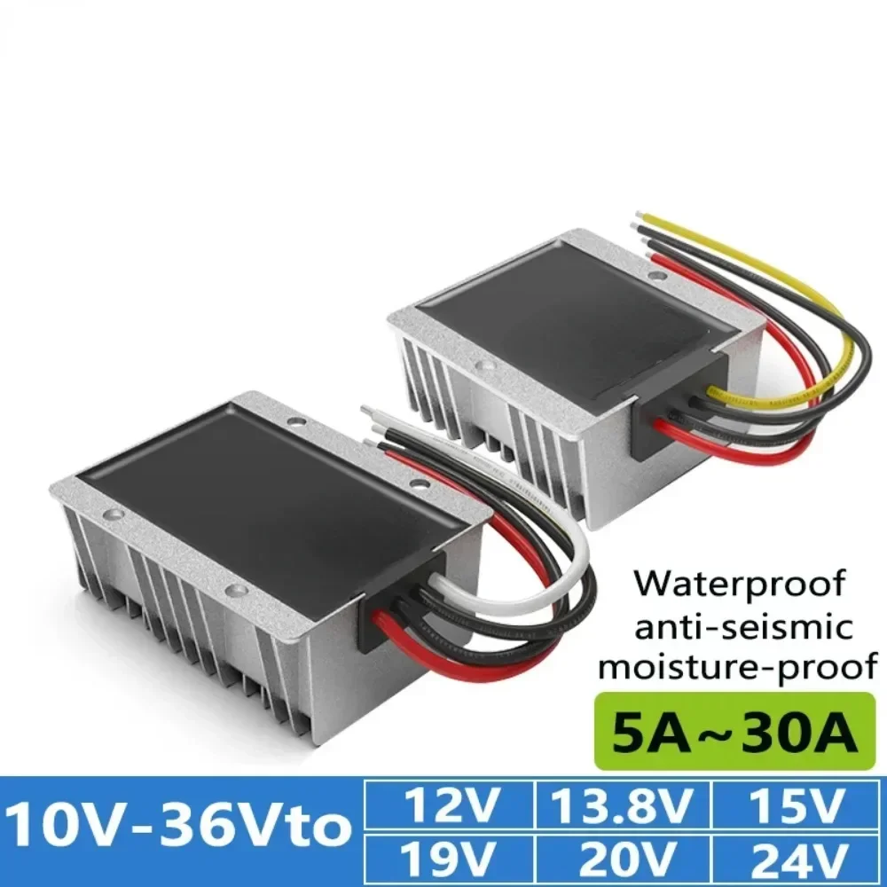 9-36V to 12V 13.8V/15V/19V 20V/24V Power Supply Regulator Module 5A-30A Car Voltage Regulator DC-DC Buck-Boost Waterproof CE