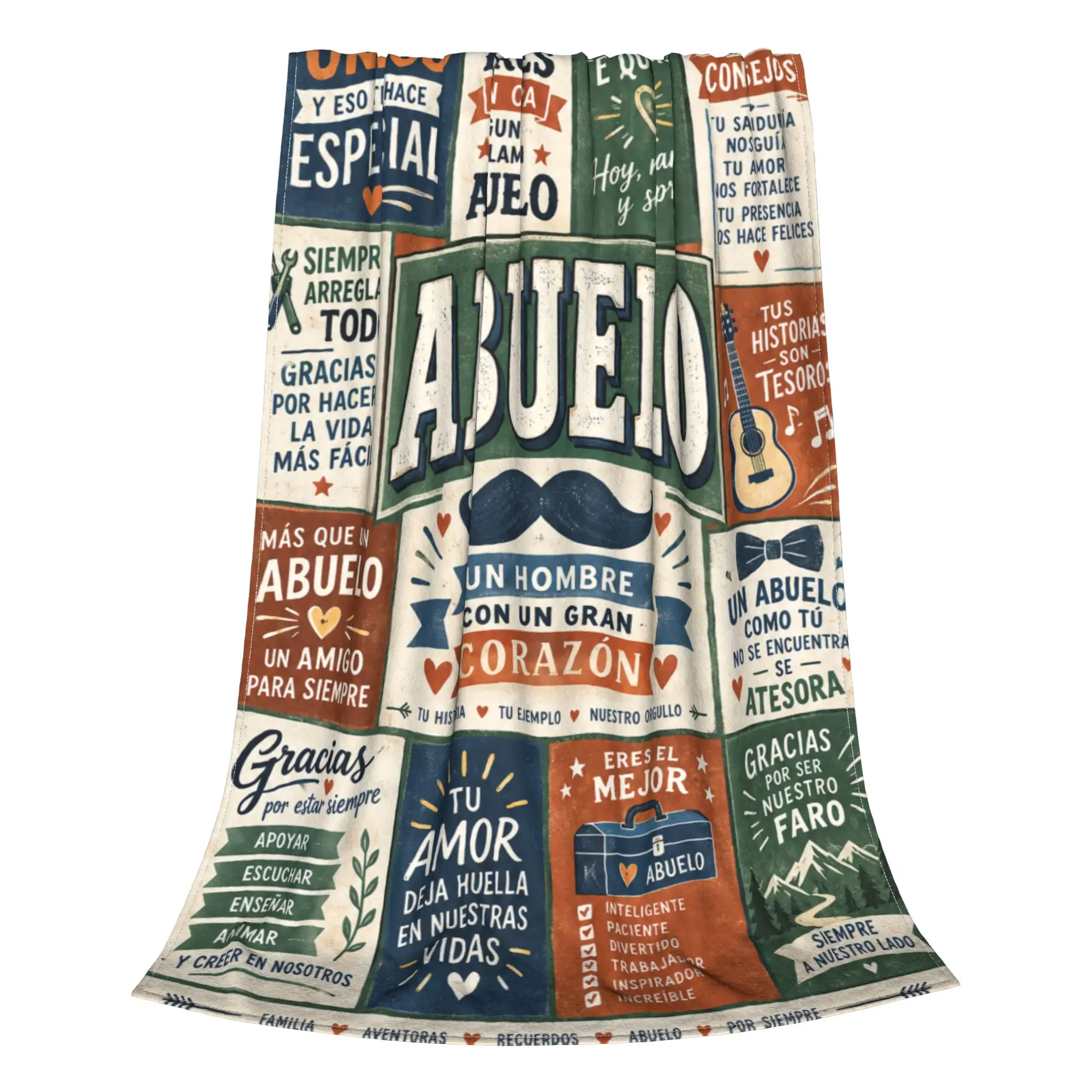 1PC Spanish poster text image Thanksgiving Gifts to Abuelo Papa Winter Blankets for Adults Bedding Home Interior Sofa Knee