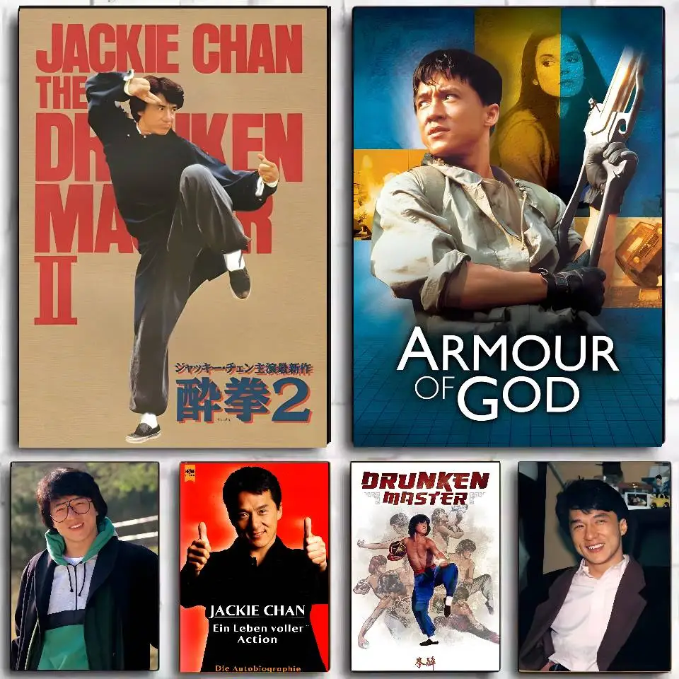 J-Jackie Chan Pôster de Memória Antigo Arte Autoadesiva Adesivo À Prova D 'Água Café Casa Dormitório Decoração de Parede