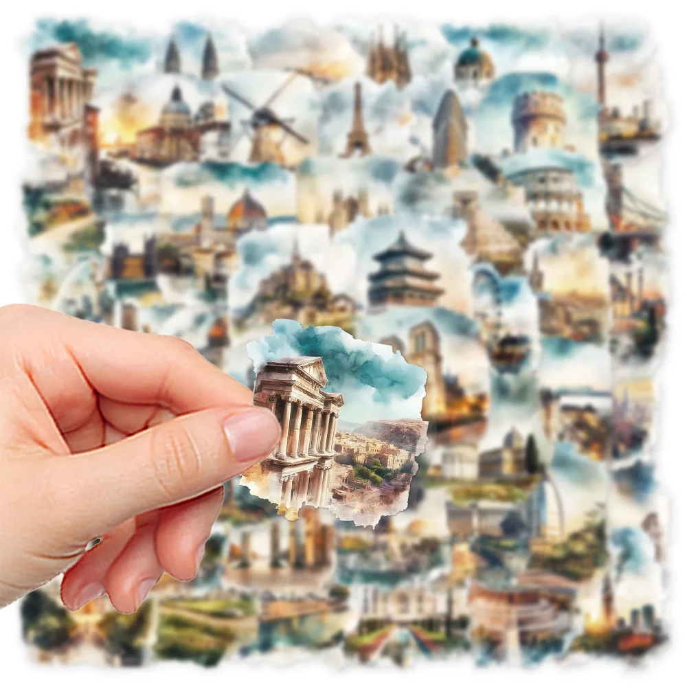 10/30/50PCS World Scenic Architecture Stickers Transparent DIY Kids Toys Travel Decals Laptop Phone Guitar Car Bike Decoration