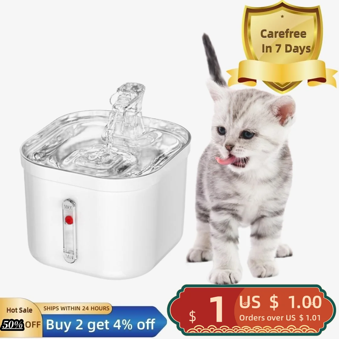 

2.0L Stainless Steel Cat Water Fountain Three Modes Adjustable Multi-Layer Filtration Quiet Automatic Pet Water Dispenser