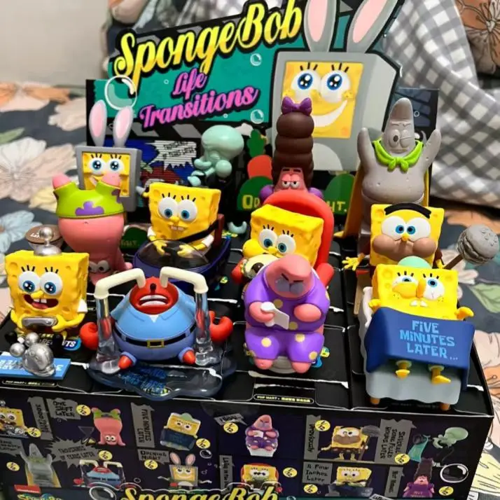 

Оригинальные квадратные штаны Popmart Spongebob, серия Life Transition, портативная модная креативная слепая коробка, подарки, милые декоративные