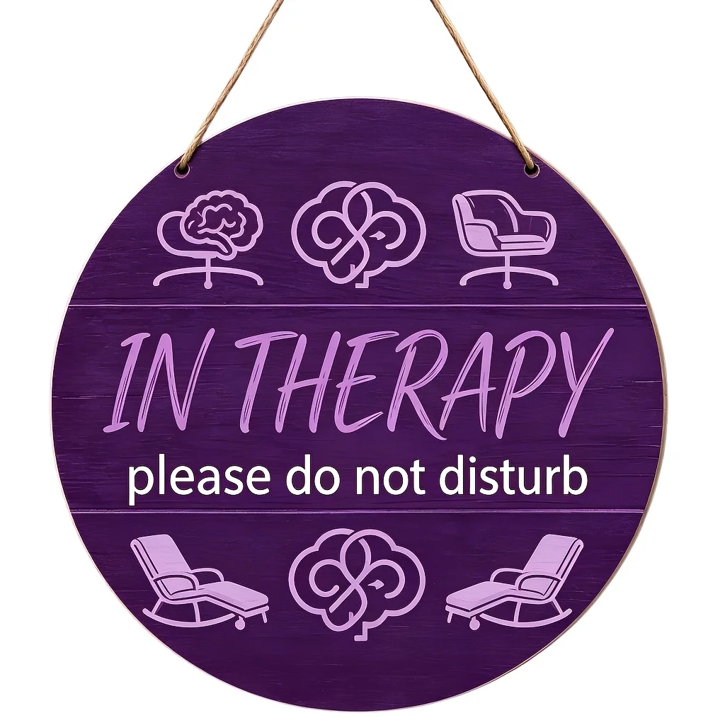 Decorative Sign And Plague, 2D Flat Wooden Decorative Board, 1pc, Deep Purple Background with Light Purple Line Illustration Des