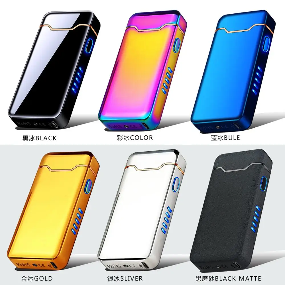 Cool Fashion Pulse Arc Metal USB Rechargeable Lighter Battery Display Cigarette Cigar Ignition Tool Men\'s Gift Cool Gift