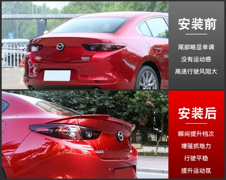 For Mazda 3 Axela 2020 high quality ABS Plastic Unpainted Color Rear Spoiler Wing Trunk Lid Cover Car Styling