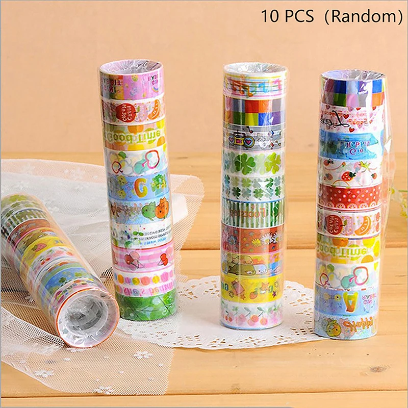 10 Stuks In Stijl Schattige Cartoon Mini Washi Tape Meisje Hart Student Collage Dagboek Kleurrijke Afplakband Stickers