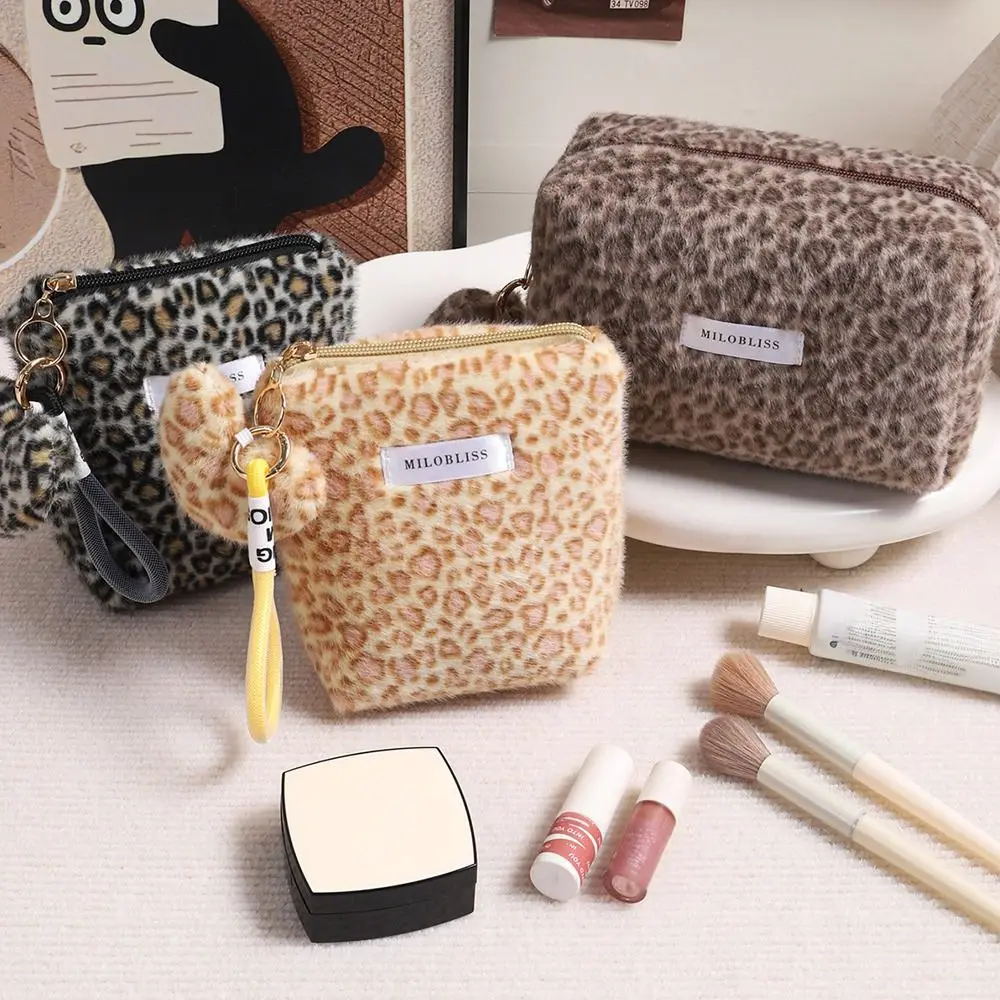 

Модная нечеткая косметичка с леопардовым принтом, большой вместительный органайзер для туалетных принадлежностей, портативный мягкий органайзер, сумка для хранения косметики