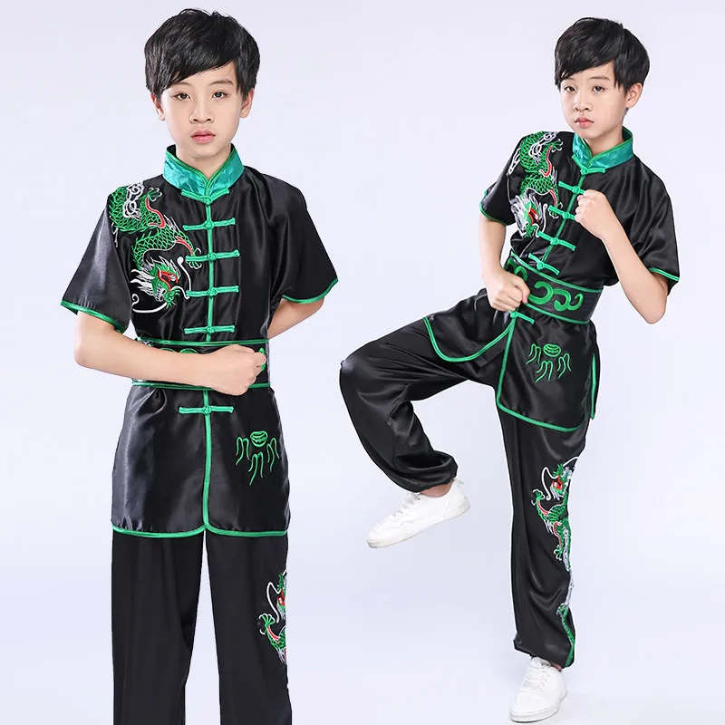 Solredo Children\'s Chinese Kung Fu Clothing Traditional Dragon Wushu Tai Chi Costume Set Chinese Kungfu Girls Boys Uniform