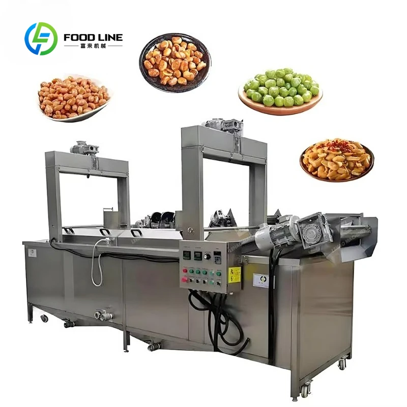 Customized Easy Operation Continuous Frying Machine Line Coated Peanut Snack Food Potato Chip Fryer Machine
