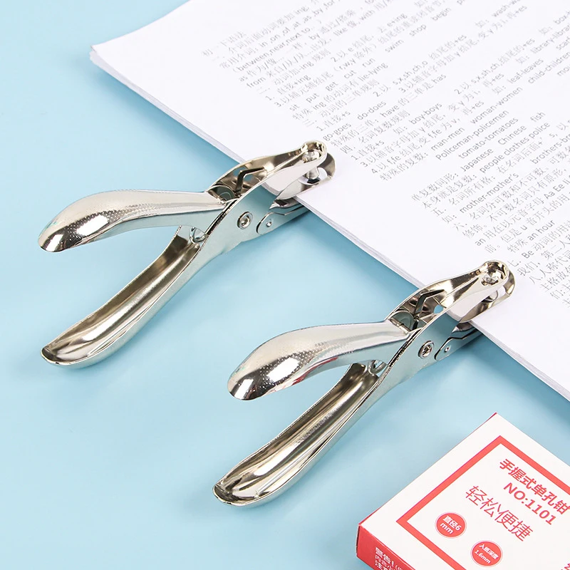 1Pc, Hand Gehouden Metalen Briefpapier Rond Gat Diameter 6Mm Gat Punch Tang Punch Papier Gat Punch Doos Enkel Gat Pons