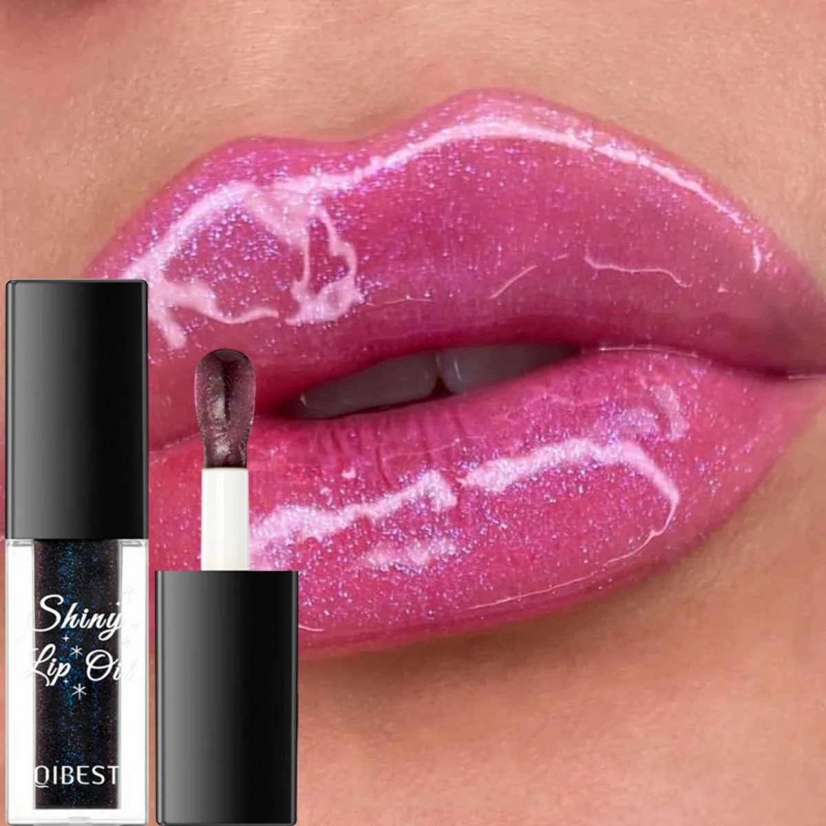 QiBest Bálsamo labial para pele seca, brilho labial hidratante de longa duração com efeito de mudança de temperatura