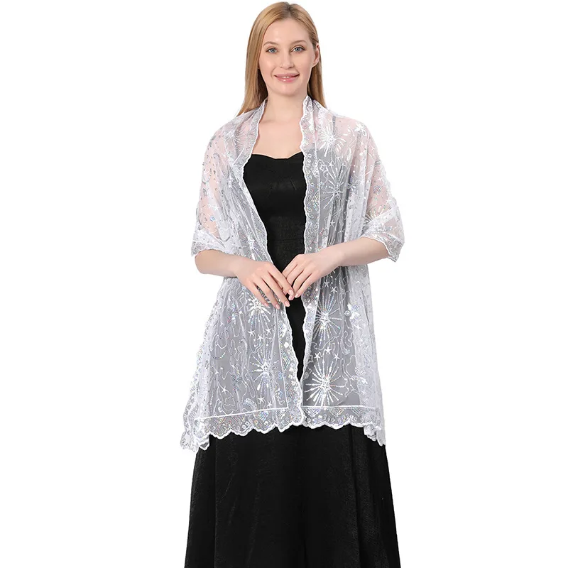 Elegant Women Shiny Sequins Evening Dress Shawl Bride and Bridesmaid Wedding Shawls Party Decoration Scarf Lady Capes Wraps