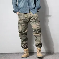 Men's Cargo Pants Korean Male Trousers Multipockets Camo Multi Pocket Camouflage Regular Fit Slacks Clothing Harajuku Fashion