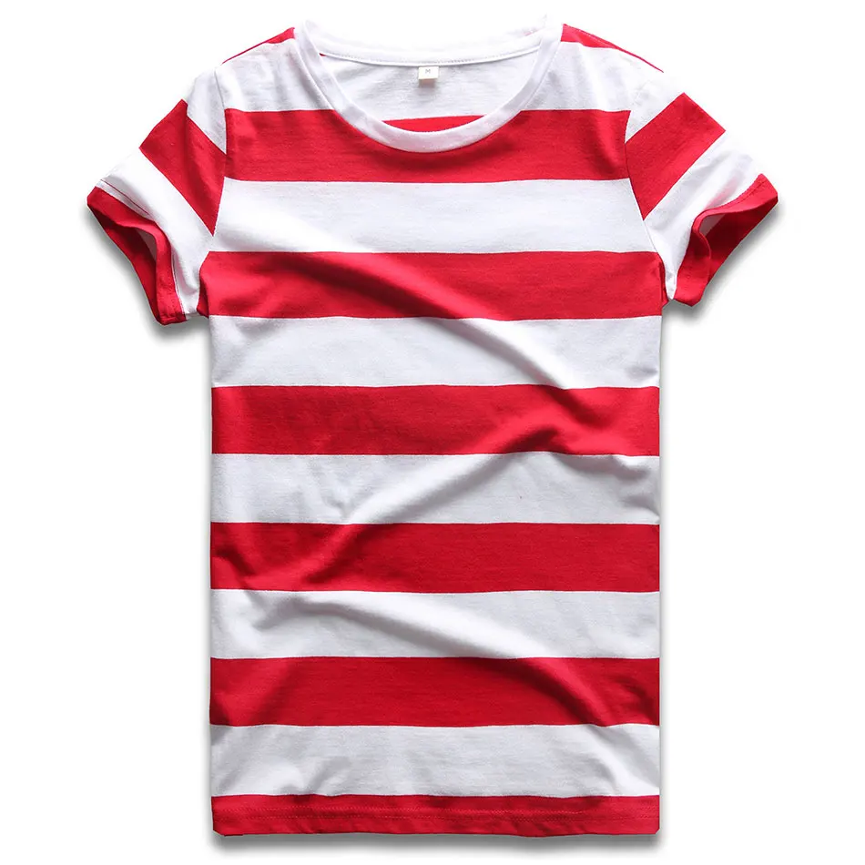 Zecmos-Camiseta a rayas blancas y rojas para mujer, camisetas de manga corta con arcoíris redondo, camisetas informales de verano, geniales