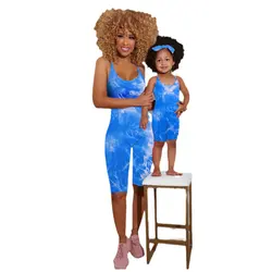 1-10Y Family Matching Outfits Mother kids Girls Yoga Gym Sets Same Clothes Matching Mommy and Daughter Sleeveless Jumpsuits Plus