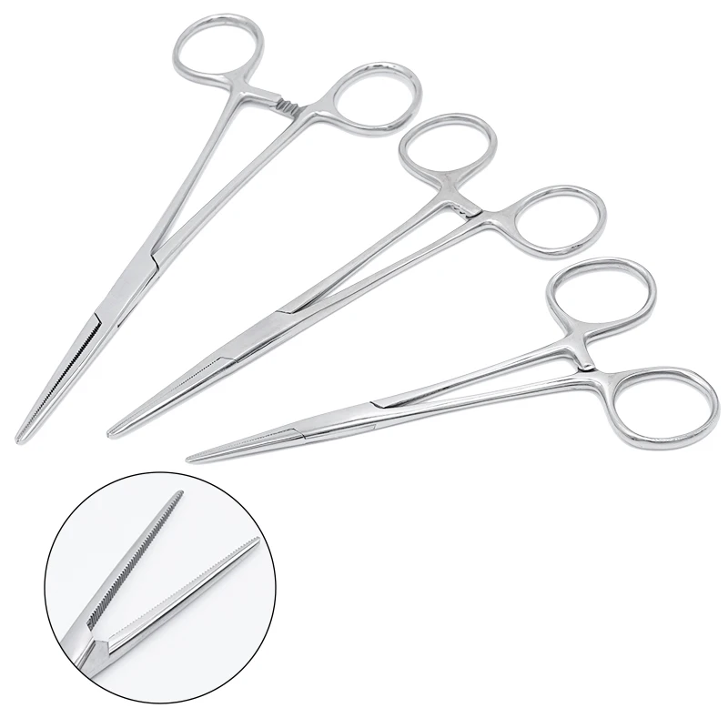 Stainless Steel Gold Handle Curved/Straight Forceps Locking Clamps, Hemostatic Forceps Arterial Forceps Medical Tools