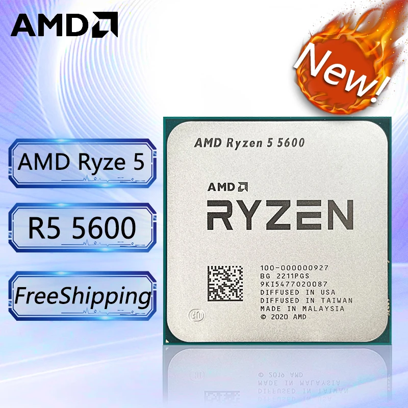 AMD-Ryzen 5 5600 PC Gamer CPU, 5600 R5, 65W, DDR4, accesorios para escritorio, soporte para jogos, AM4, Sem refrigeracia