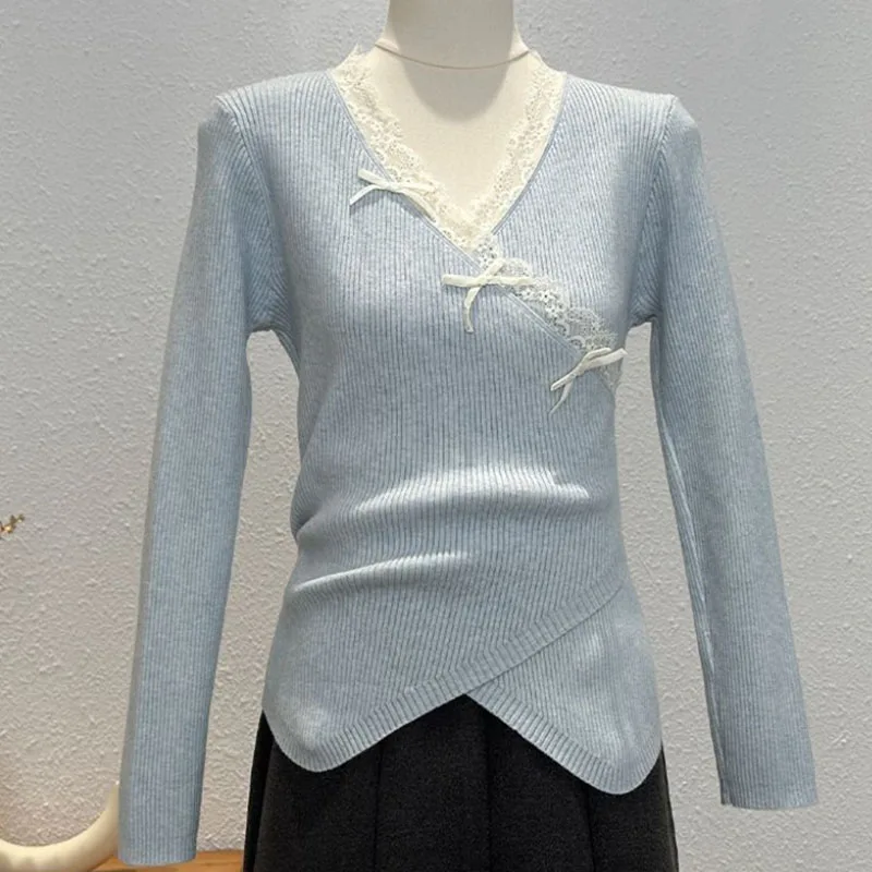 

Женский новый кружевной французский кружевной дизайн с вышивкой крестом, вязаный свитер, зимний новый зимний модный мягкий свитер, пуловер SlimTop