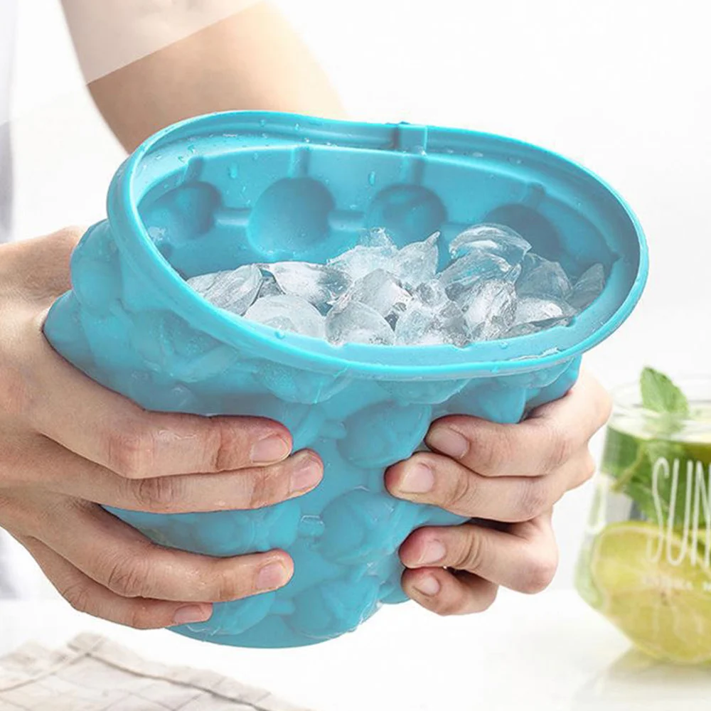 Silicone Magic Ice Bucket ,ALLADINBOX Ice Cube Mold Ice Trays, (2 in 1) Ice Cube Maker, Round,Portable