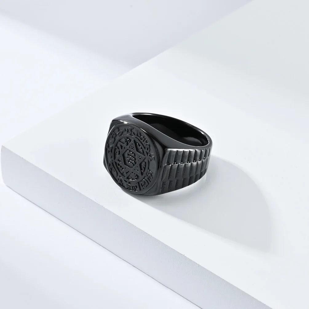 Seal Solomon Six-Pointed Star 12 Constellation Mens Womens Stainless Steel Talisman Health Prosperity Ring