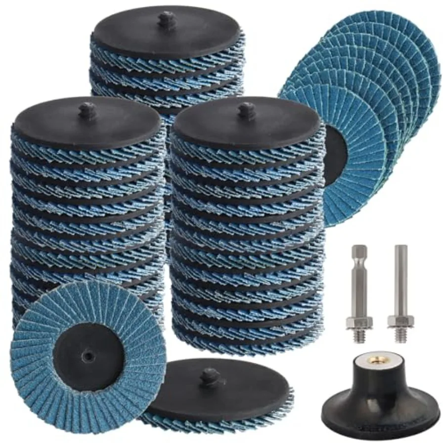 

48 Pcs 3 Inch Flap Disc Roll Lock Sanding Disc 40 60 80 120Grit Flat Flap Grinding Wheels with 1/4 Inch Holder for Angle Grinde