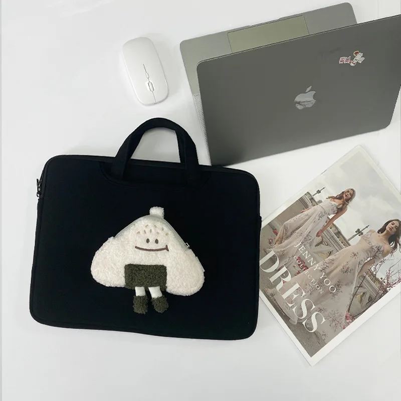Ins لطيف كرة الأرز حقيبة لابتوب المحمولة المرأة ماك بوك اير برو 13 13.3 14 15 15.6 16 بوصة حقيبة يد للصدمات دفتر كم حقائب