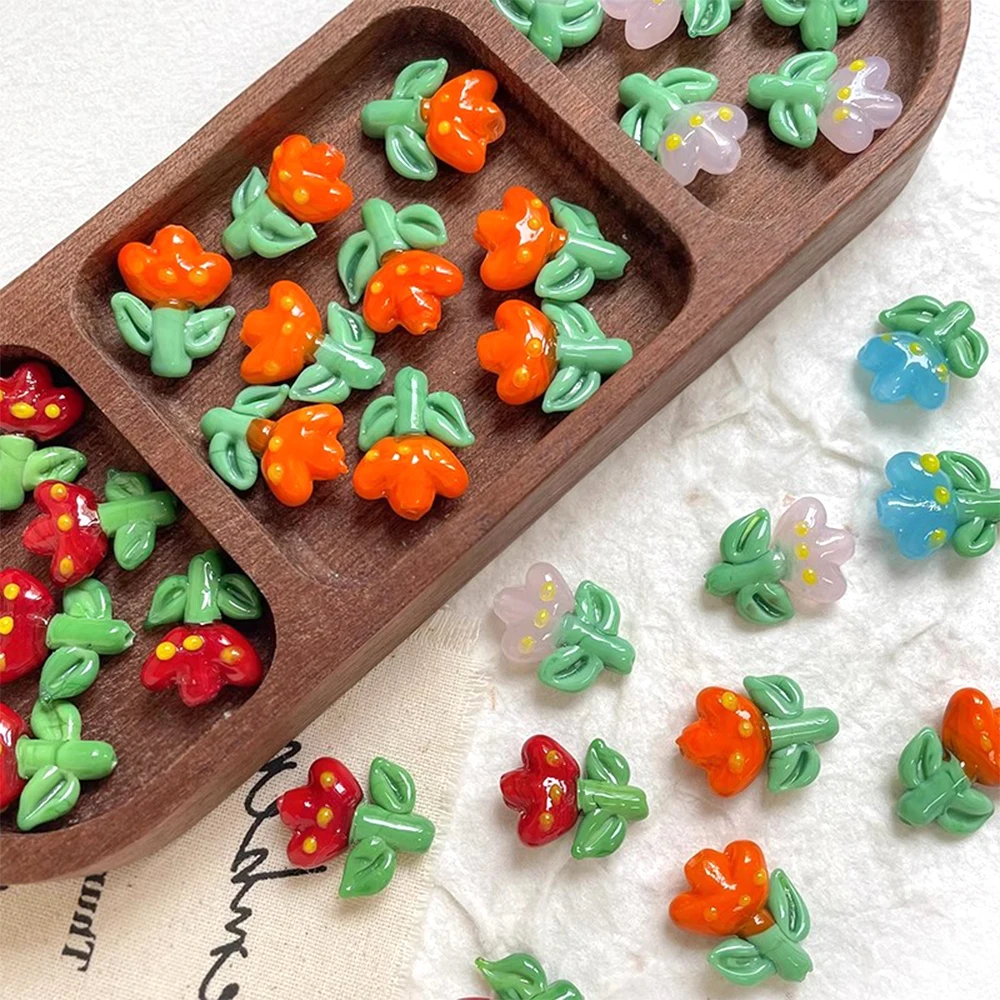 

4 шт., стеклянные маленькие цветочные бусины свежего цвета, сделай сам, модные ювелирные изделия, ожерелье, браслет, аксессуары для чехлов для телефонов