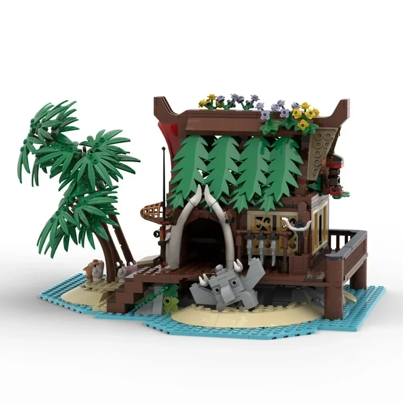 1504pcs MOC Islanders Tiki House Piratesed Model Building Blocks Toy Construction Education Brick Kids Christmas Gift Birthday