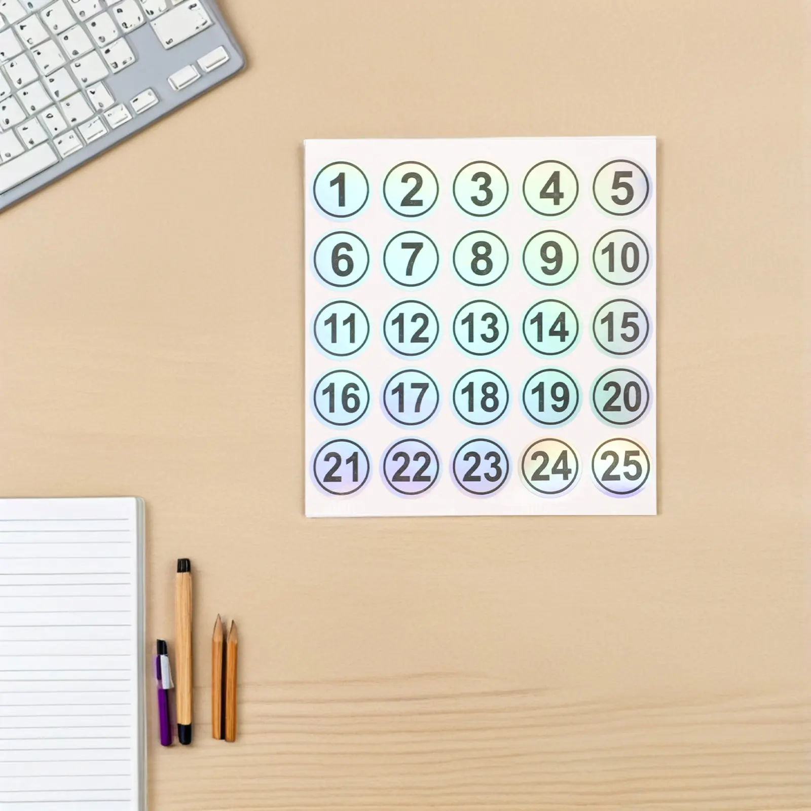 

15 листов самоклеящихся номерных наклеек от 1 до 25, водонепроницаемые, устойчивые к разрывам, круглые этикетки для коробок для хранения, отслеживания запасов и сортировки