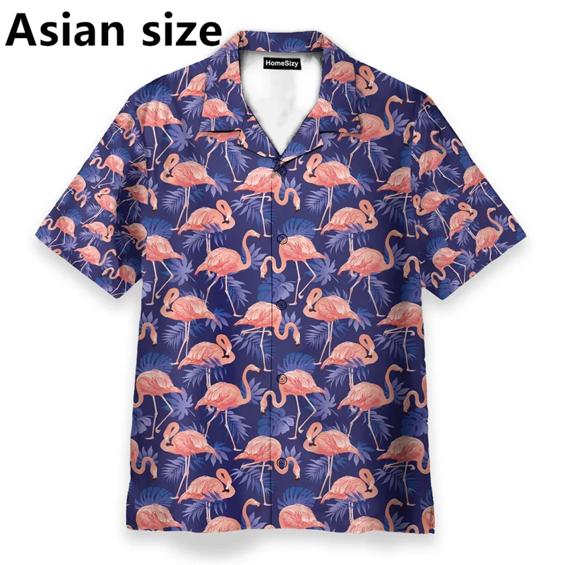 

Гавайские рубашки с 3D принтом фламинго для мужчин и женщин, рубашки с гавайскими цветами и животными, летние мужские рубашки с короткими рукавами и лацканами для отпуска, топы