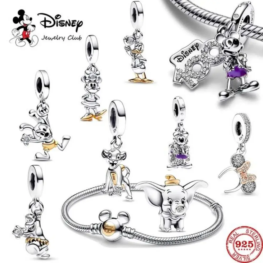 

New Princess S925 Silver Disney Winnie the Pooh Donald Duck Charm Beads Fit Original Charm Bracelet Women Jewelry DIY Necklace