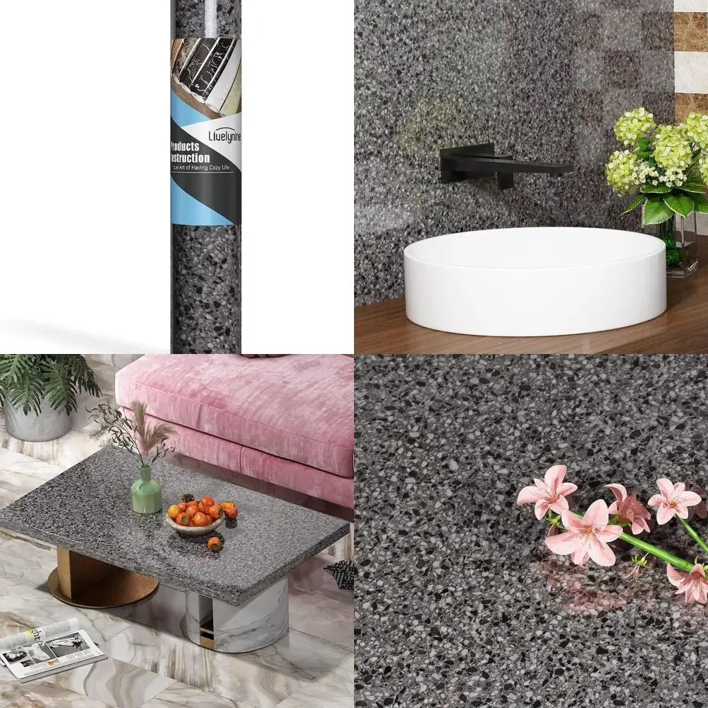 

36x197 Водонепроницаемая серая мраморная бумага для очистки и приклеивания столешницы для кухонных островов и комодов