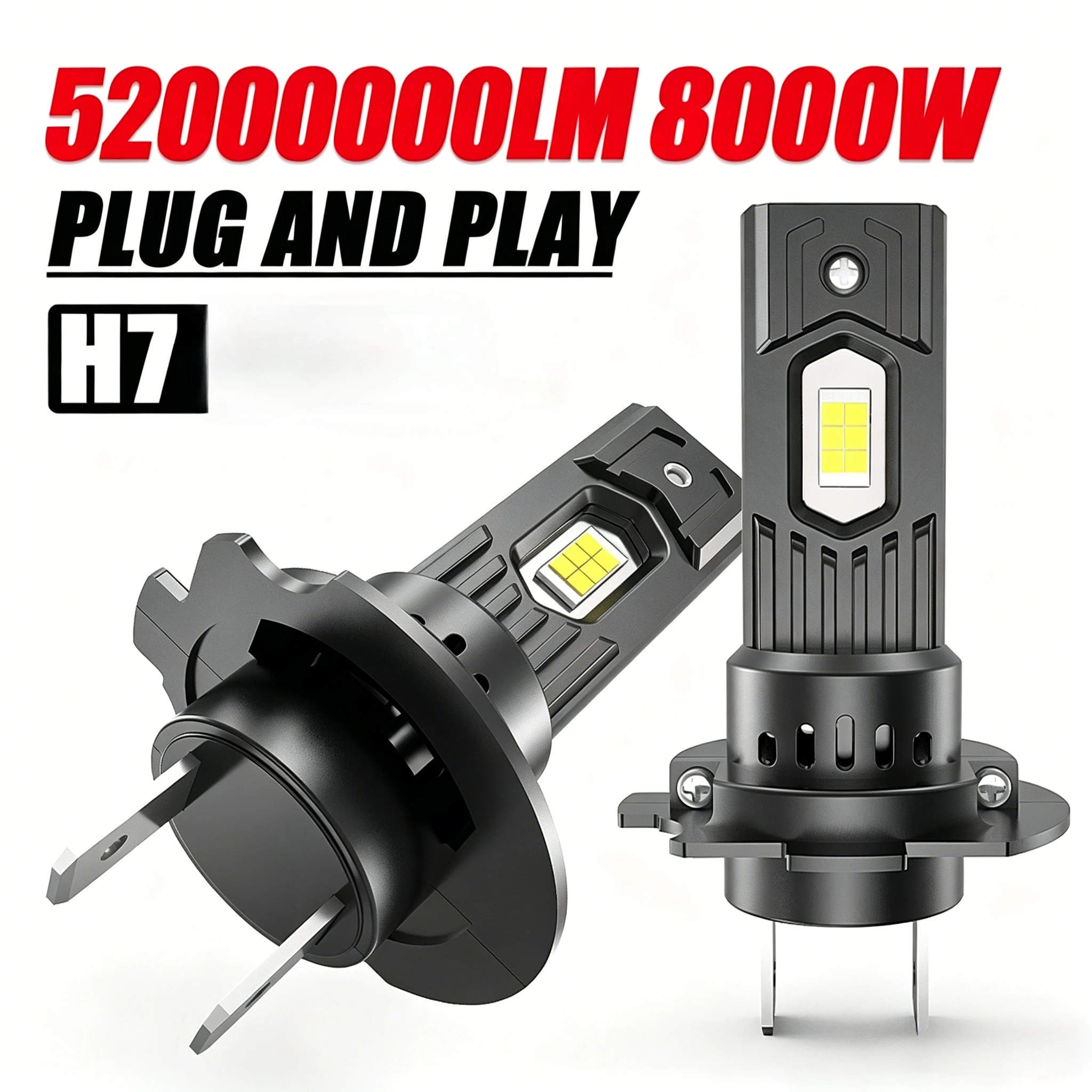 

2Pcs H7 LED Headlight High Power Car Bulb 8000W 7035 CSP CANBUS Fog Lights for Car Mini Wireless 1:1 Plug & Play Headlamp