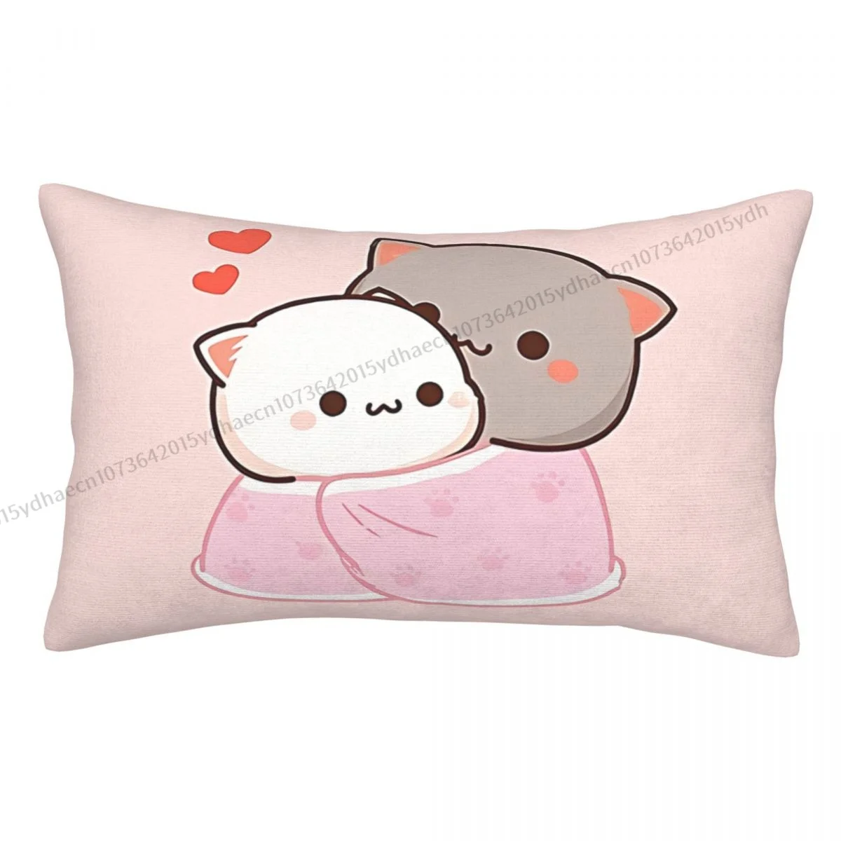 Hug Love Polyester Pillowcase Peach and Goma Mochi Cat Livingroom Decorative Washable Pillow Cover Pillowcase