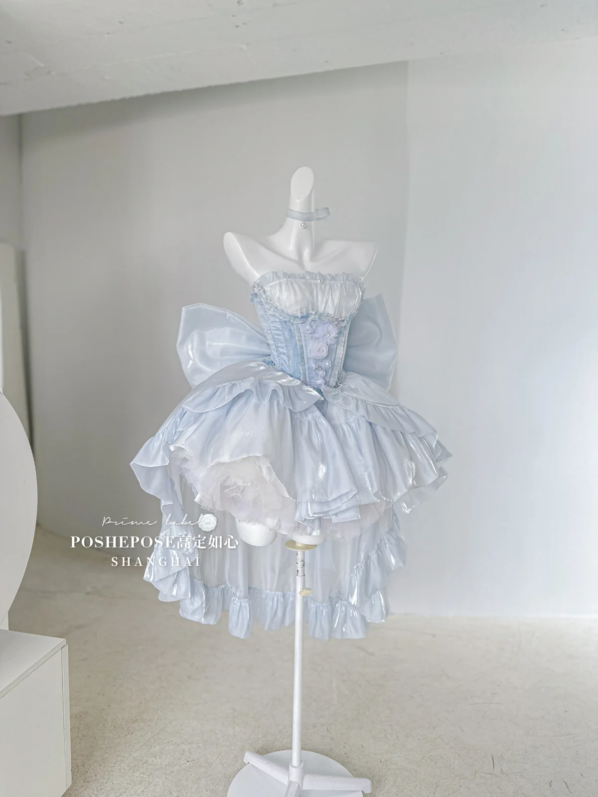 Ruffles Princesa Prom Vestidos, Ruched Prom Vestidos, Mangas Puff, Vestidos de formatura, JSK Lolita Dress, Azul