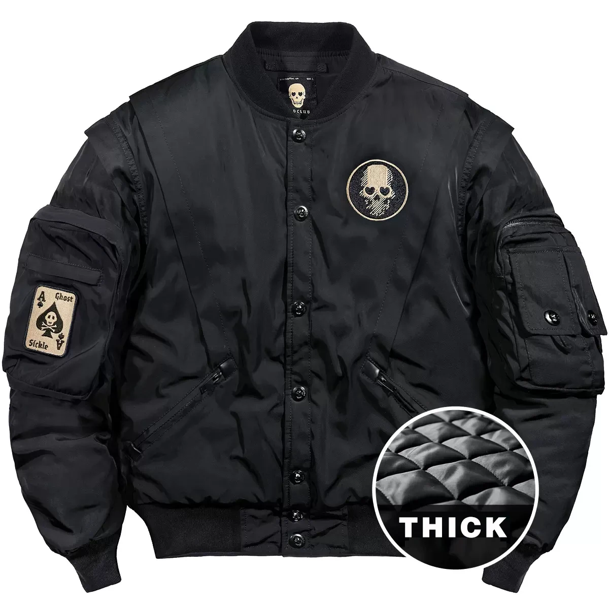 2023 Spring Tactical Bomber Jackets Men Skull Embroidery Baseball Jacket Windbreaker Hip Hop Streetwear Male Coats Techwear