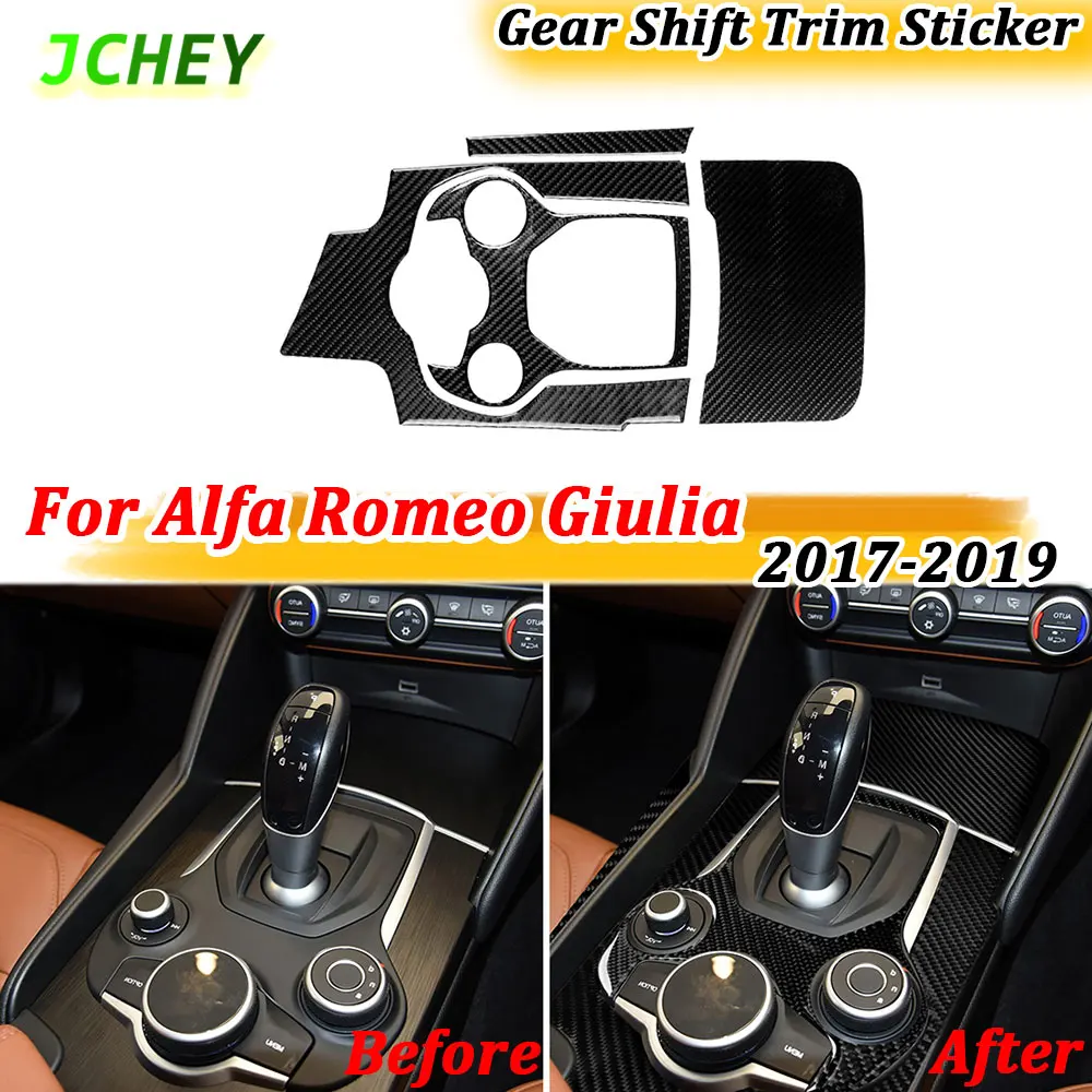 

JCHEY аксессуары для интерьера из углеродного волокна, декор, отделка переключения передач, наклейка на центральную консоль, подходит для Alfa Romeo Giulia 17-2019 RHD