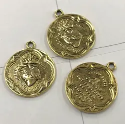 10Pcs 21mm Gold Plated round shaped charms Jewellery Pendant h0204