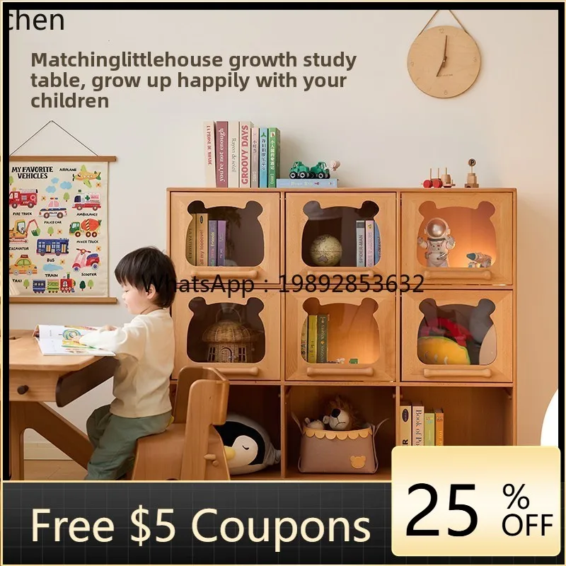 

Solid Wood Toy Storage Rack Bookshelf Two-in-One Storage Cabinet Living Room Wall-Mounted