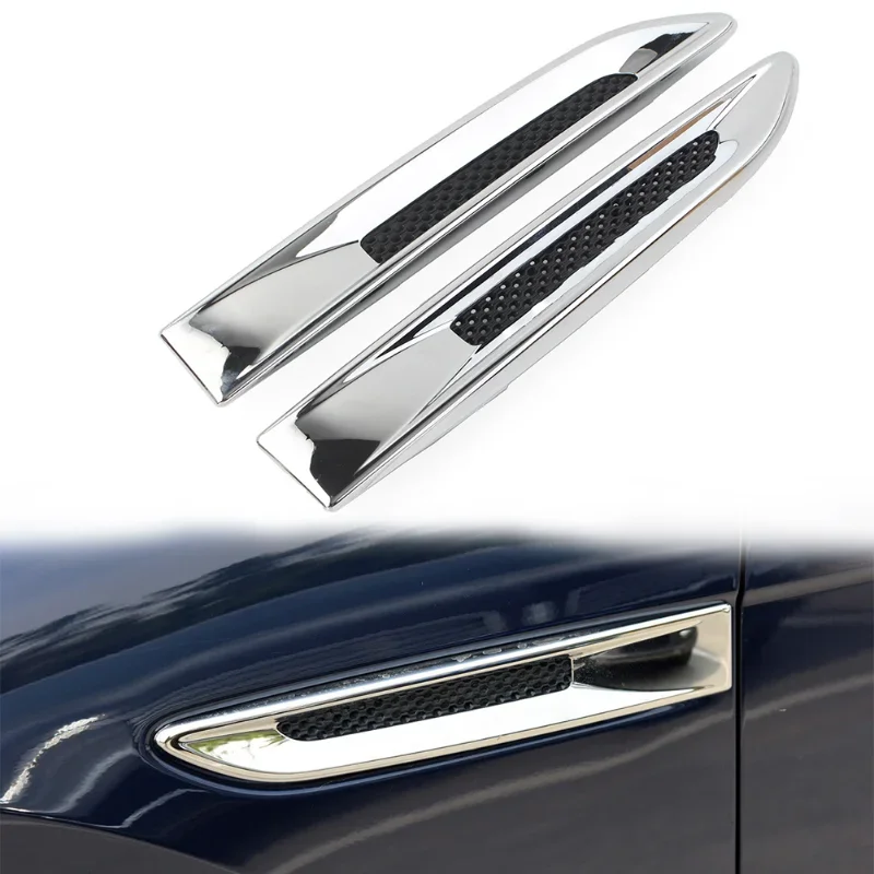 1 Pair Chrome Car Front Side Fender Air Vent Outlet Grille Trim For Jaguar XE F-Pace XF X260 2016 2017 2018 2019 2020