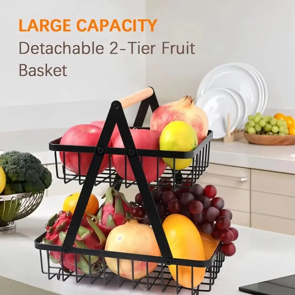 

2-Tier Design Portable Fruit Basket 3-Tiers Design Space-Saving Kitchen Organizer Holder Organizer Versatile